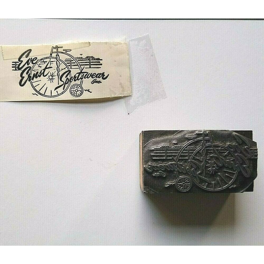 Eve Ernst Sportswear High-Wheel Bicycle Printers Block Stamp Atlantic City NJ